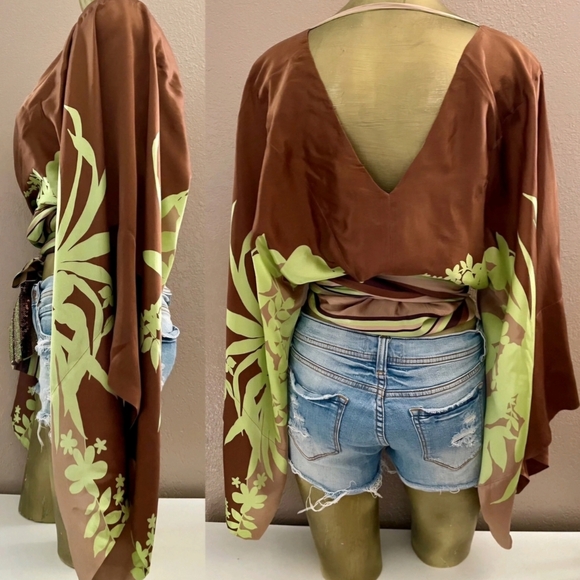 Victoria's Secret Brown and Green Wrap Top - Picture 8 of 10